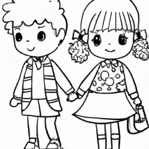 40+ Desenhos de Menino e Menina para Imprimir e Colorir/Pintar
