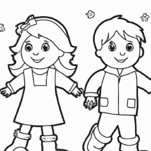 40+ Desenhos de Menino e Menina para Imprimir e Colorir/Pintar