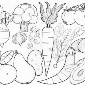 40+ Desenhos de Alimentos Saudáveis para Imprimir e Colorir/Pintar