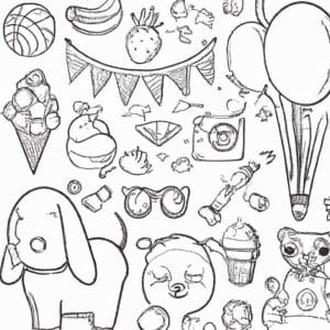 40+ Desenhos de Coisas Fofas para Imprimir e Colorir/Pintar