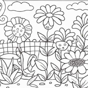 40+ Desenhos de Jardim de Flores para Imprimir e Colorir/Pintar