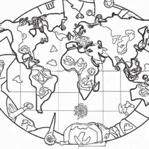 35+ Desenhos de Mapa Mundi para Imprimir e Colorir/Pintar