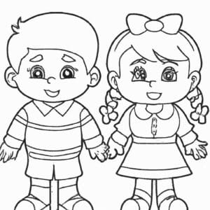 40+ Desenhos de Menino e Menina para Imprimir e Colorir/Pintar