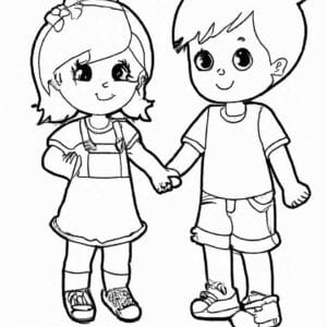 40+ Desenhos de Menino e Menina para Imprimir e Colorir/Pintar