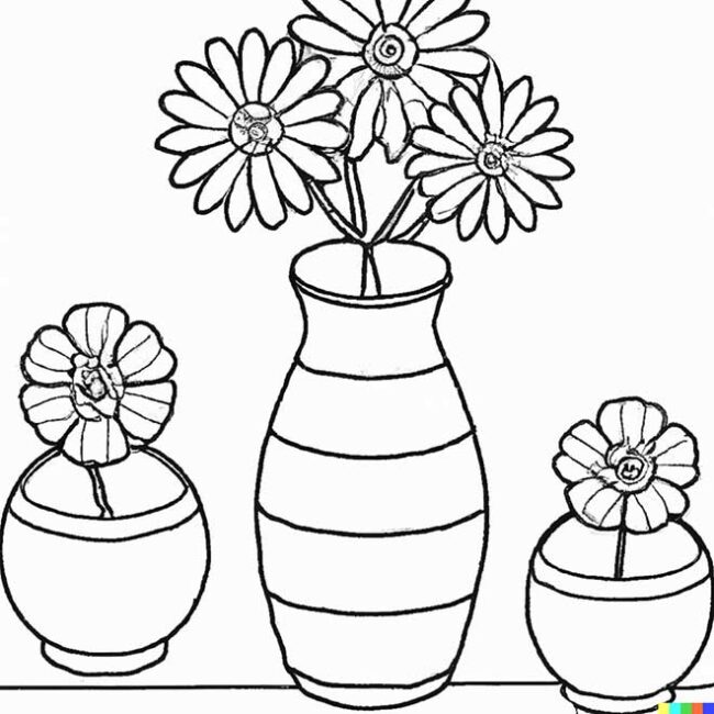 21+ Desenhos de Vaso de Flor para Imprimir e Colorir/Pintar