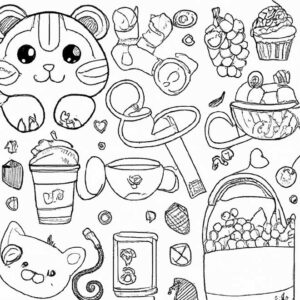 40+ Desenhos de Coisas Fofas para Imprimir e Colorir/Pintar