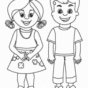40+ Desenhos de Menino e Menina para Imprimir e Colorir/Pintar