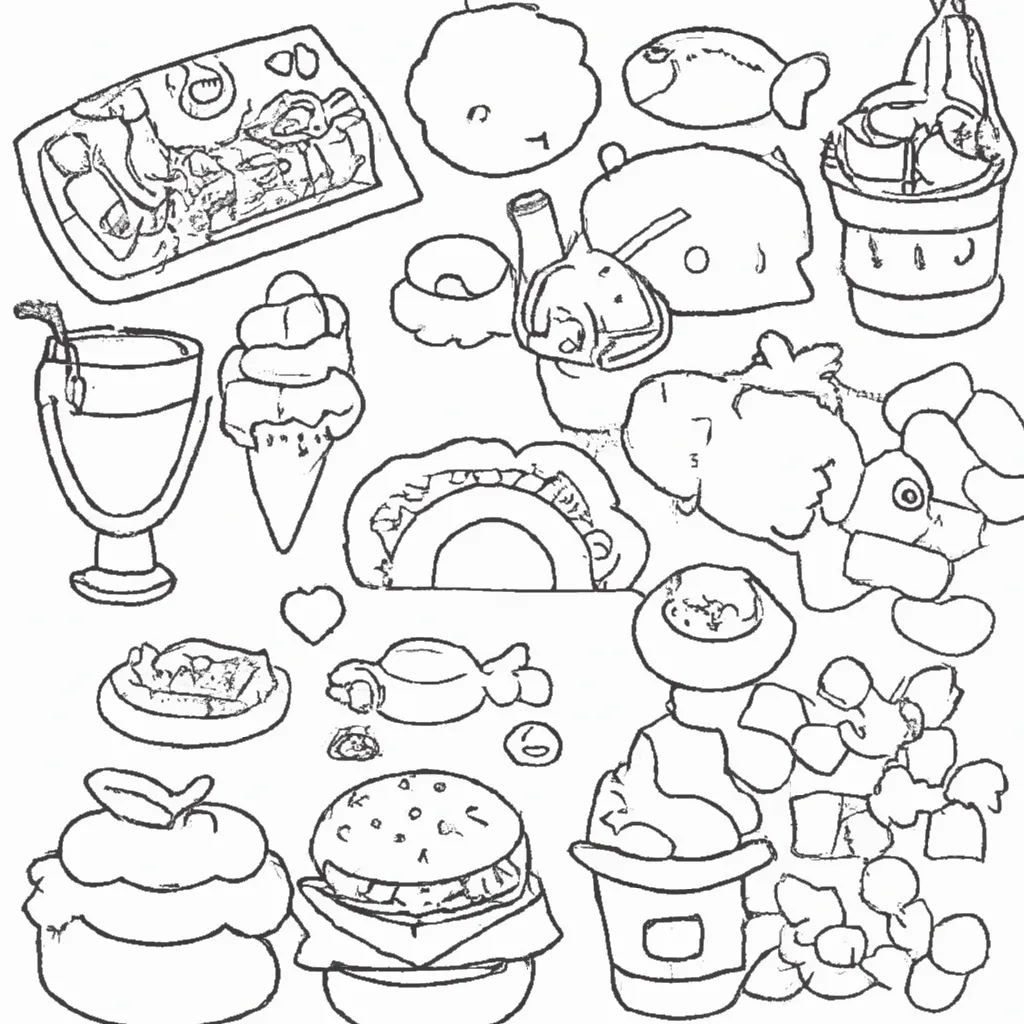 40+ Desenhos de Comidas Fofas para Imprimir e Colorir/Pintar