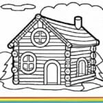 40+ Desenhos de Casa de Madeira para Imprimir e Colorir/Pintar