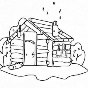 40+ Desenhos de Casa de Madeira para Imprimir e Colorir/Pintar