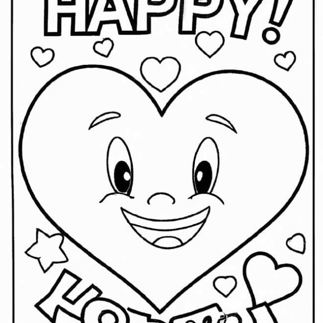 40+ Desenhos de Coração Feliz para Imprimir e Colorir/Pintar