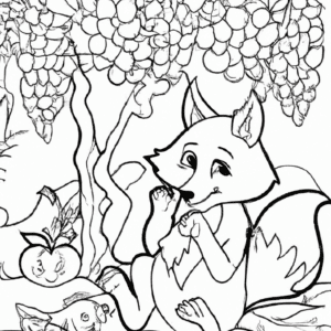 20 Desenhos de Fábula da Raposa e das Uvas para Imprimir e Colorir/Pintar