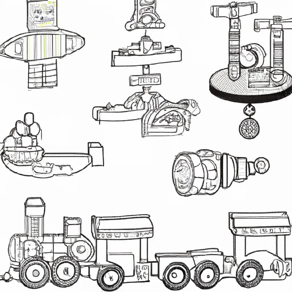 Vetores Desenhos de brinquedos de madeira para colorir