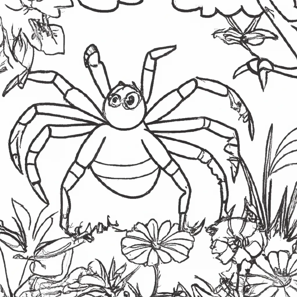 Colorir Aranha no Jardim