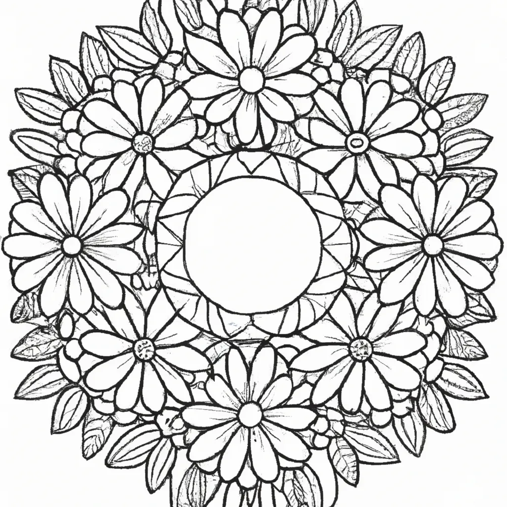 Colorir Circulo com Flores Colorir Circulo com Flores