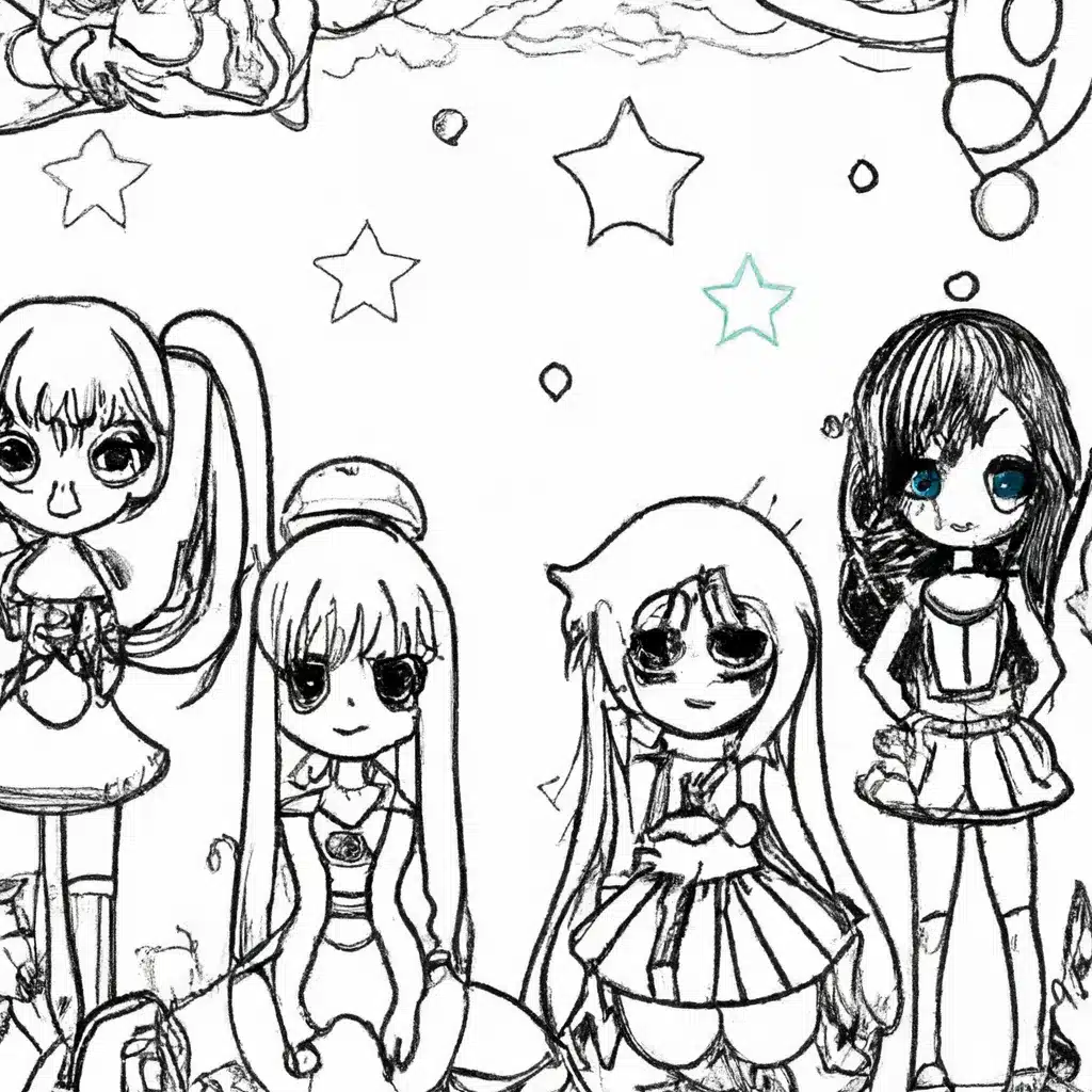 10 Incríveis Desenhos de Bonecas de Anime para Imprimir e Colorir
