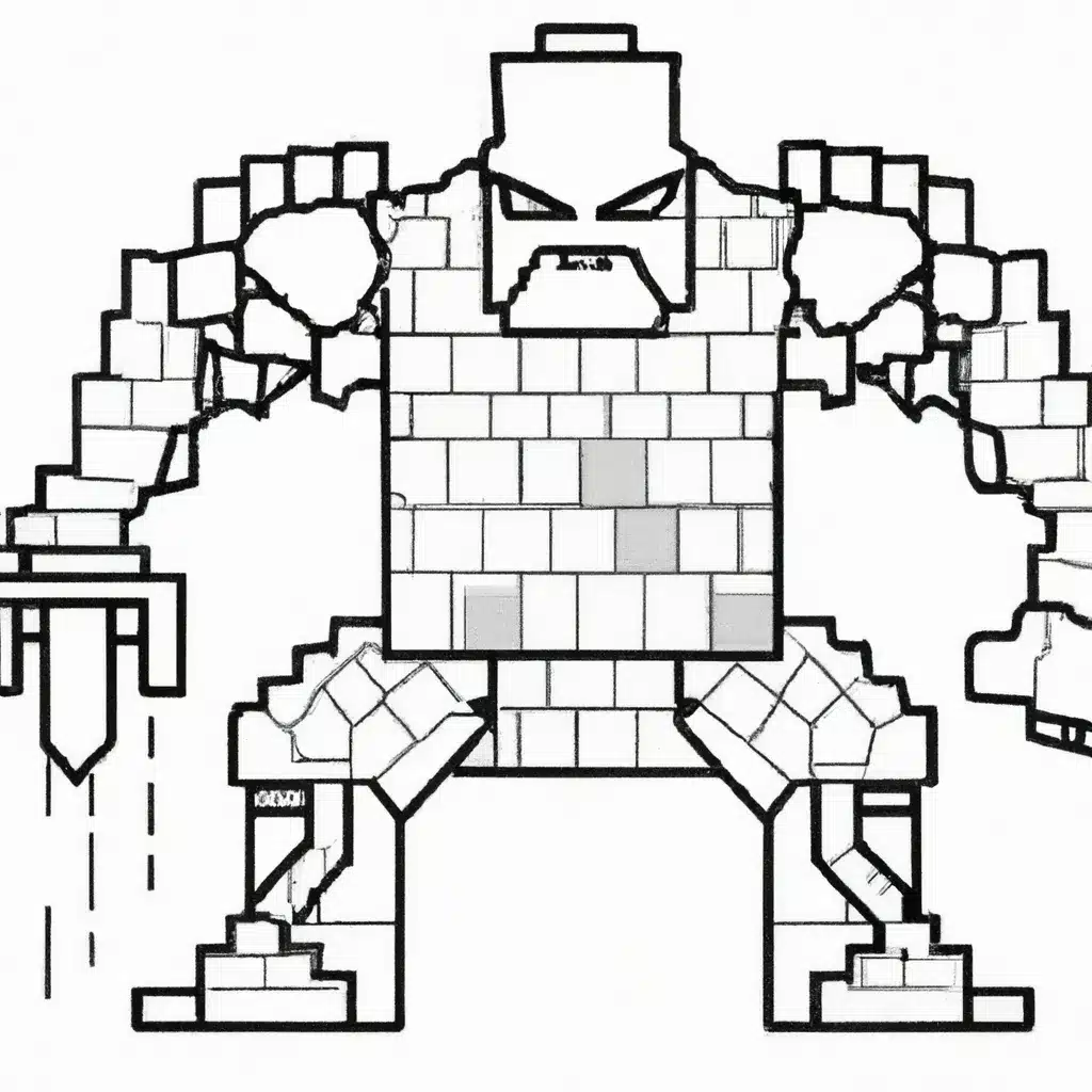 7 Desenhos do Golem do Minecraft para Imprimir e Colorir