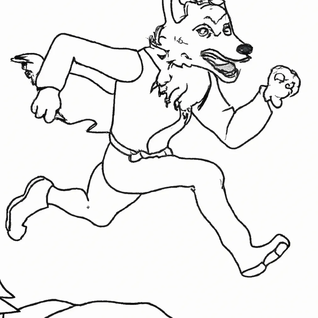 10 Desenhos de Lobo Correndo para Imprimir e Colorir