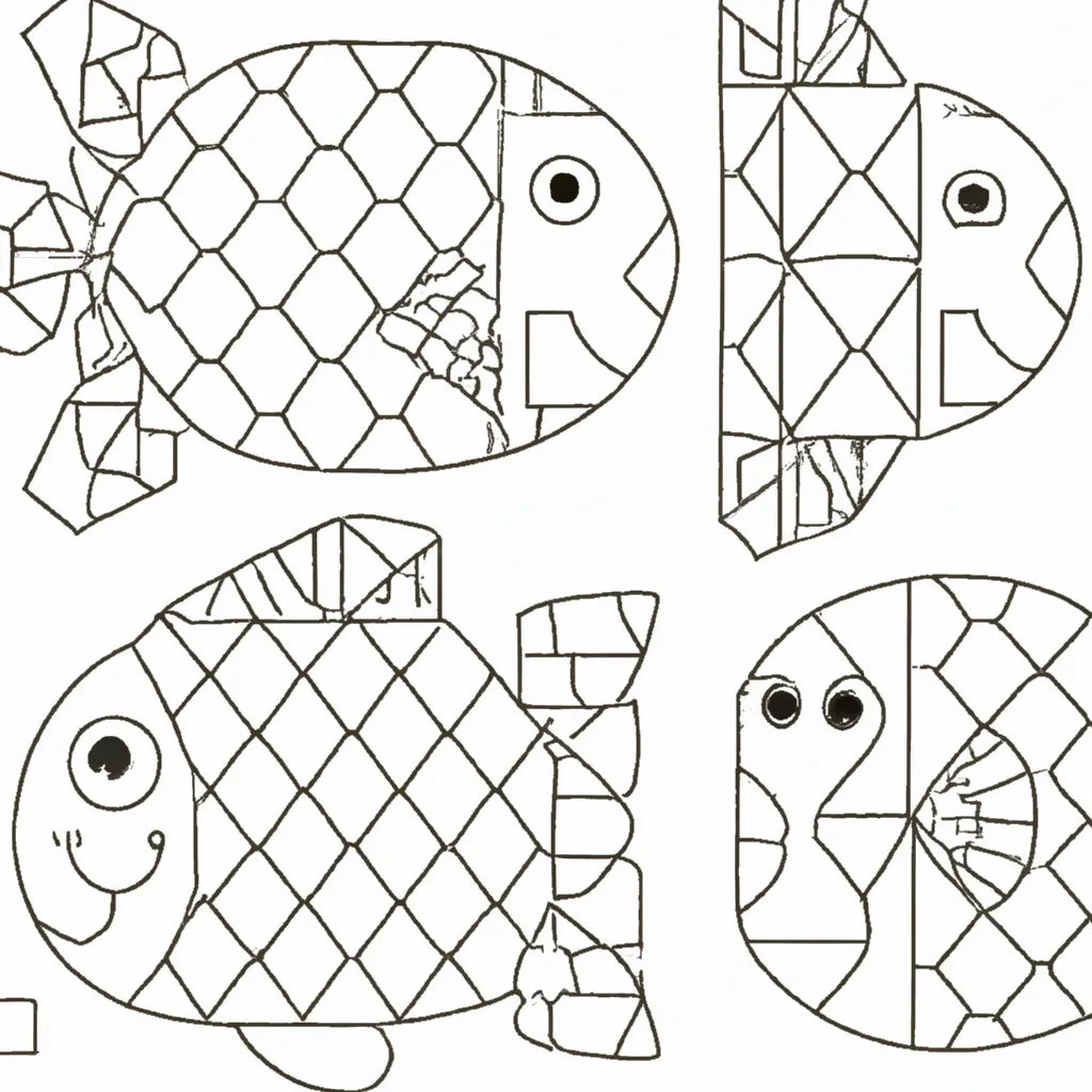 Beleza do Mosaico de Peixes: Desenhos para Imprimir e Colorir