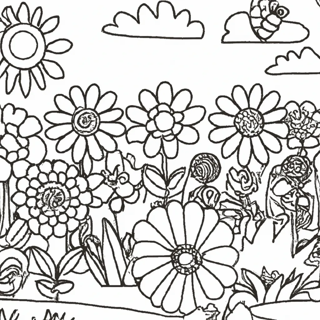 Jardim de Flores Encantado Desenhos para Imprimir e Colorir