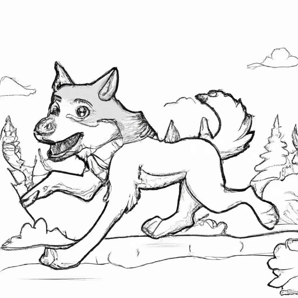 10 Desenhos de Lobo Correndo para Imprimir e Colorir