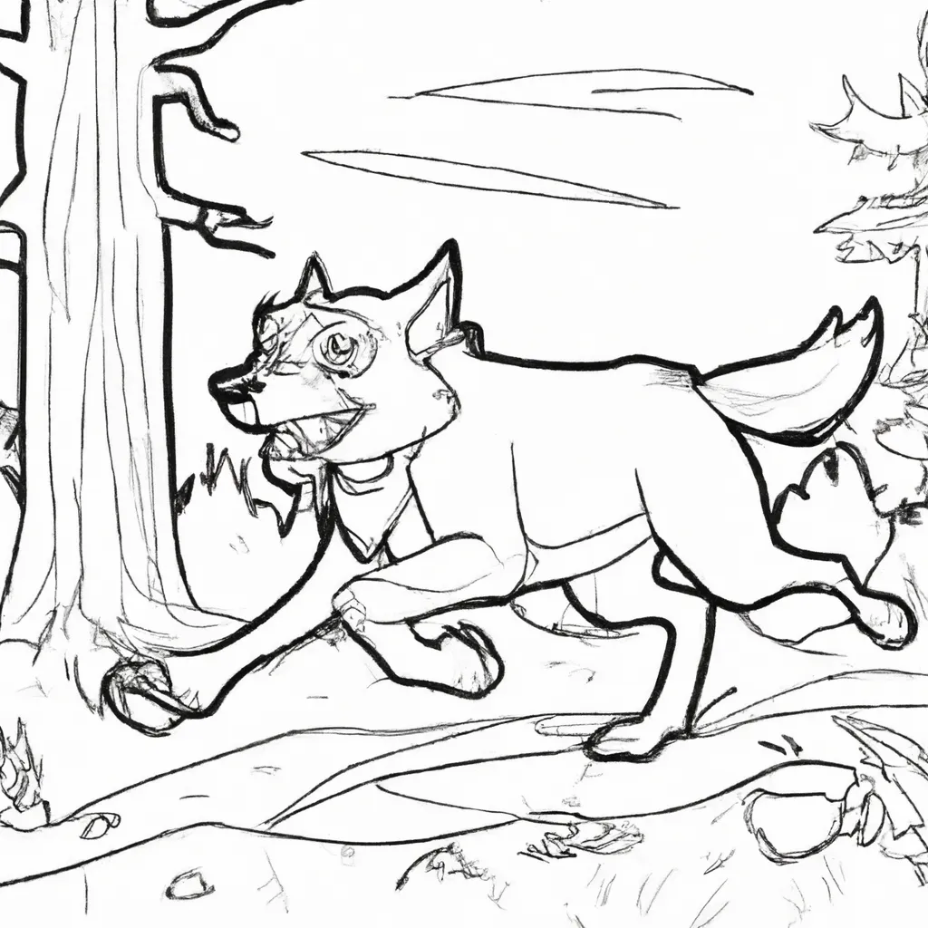 10 Desenhos de Lobo Correndo para Imprimir e Colorir