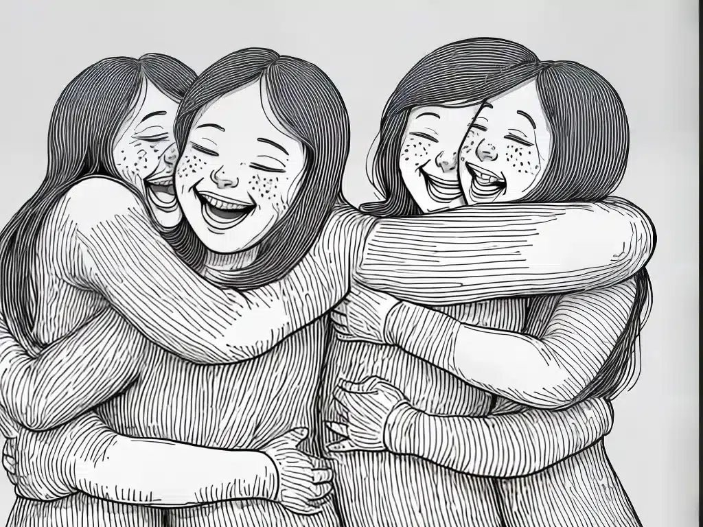 Atividades desenhos amigas abracando