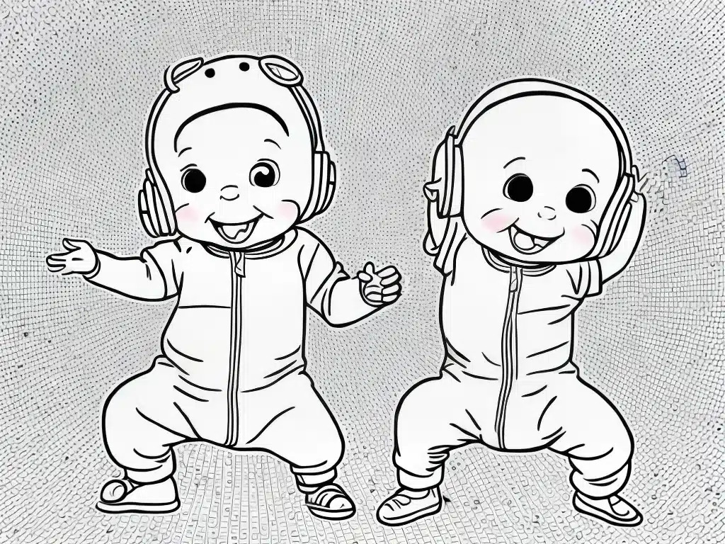 Atividades desenhos bebe dancando