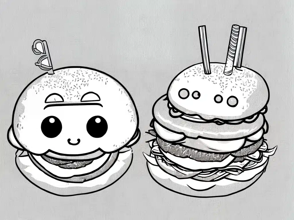 Atividades desenhos hamburguer kawaii 4